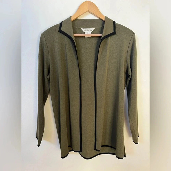 Exclusively Misook Green And Black Cardigan sz XS Colorblock Career Wear Office - Picture 1 of 10